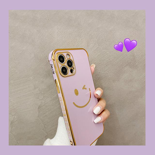 Роскошный позолоченный чехол-бампер с милым смайликом для Iphone 13 12 11 Pro Xs Max X Xr 7 8 Plus, мягкий силиконовый защитный чехол