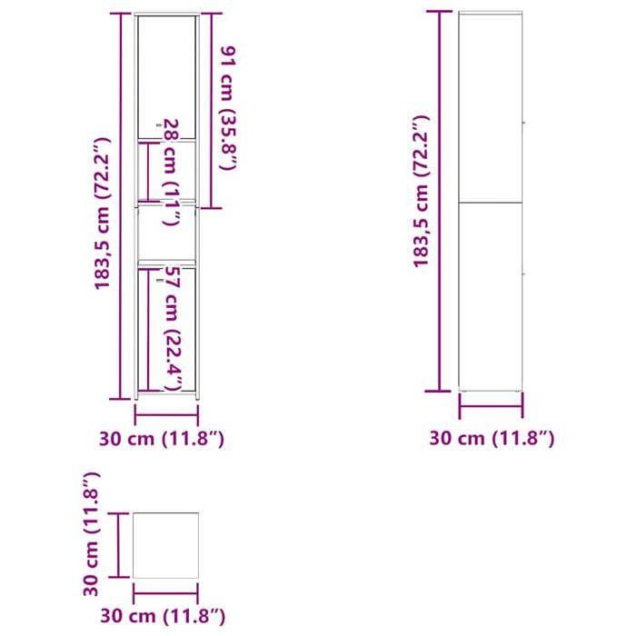 VidaXL Armoire de bain Chêne fumé 30x30x183,5 cm Bois d'ingénierie 815519