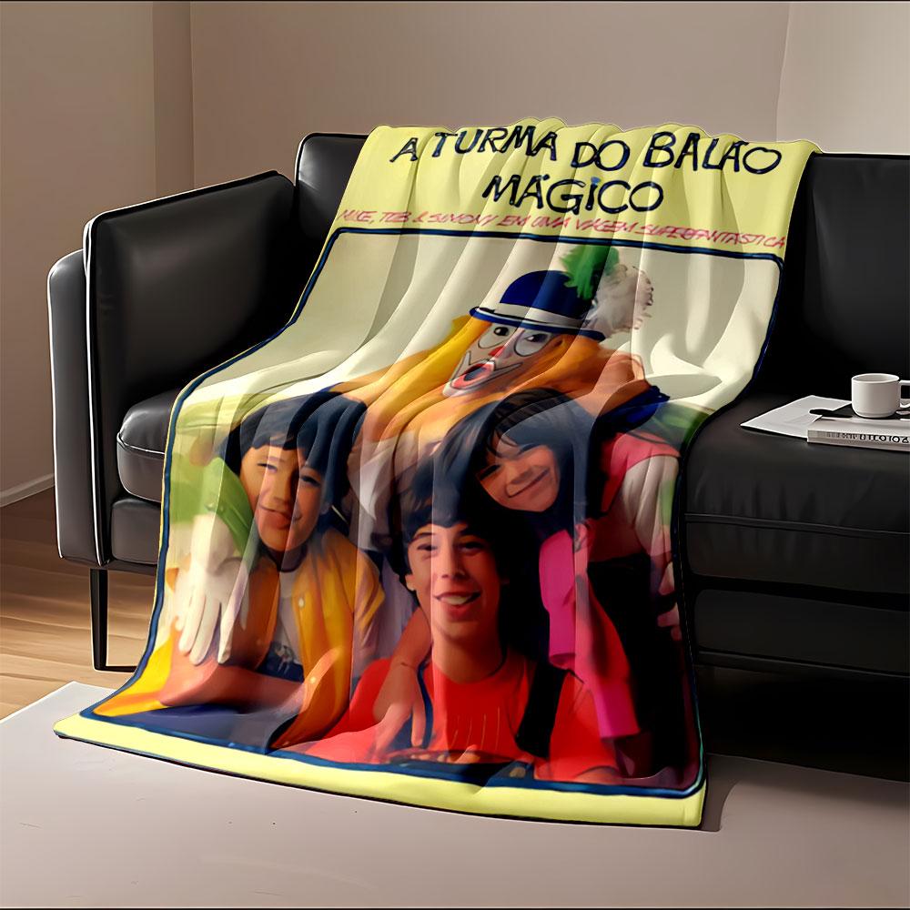 A clown with children smiling and hugging in a colorful, cheerful setting. for all seasons blanket lunch break throw gift