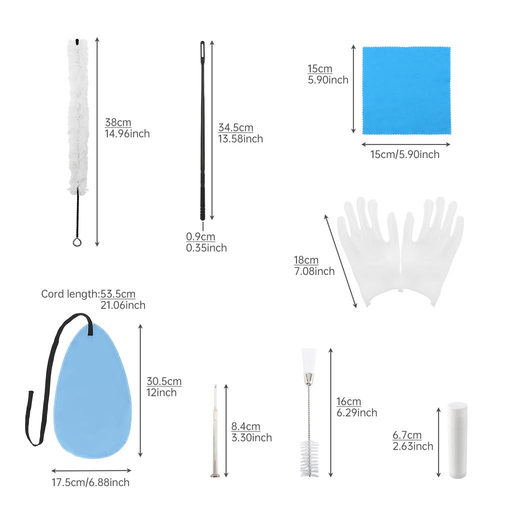 8pcs Professional Flute Cleaning Kit with Rod, Swab, Microfiber Cloth & Tools - Flute Maintenance Set for Woodwind Instruments
