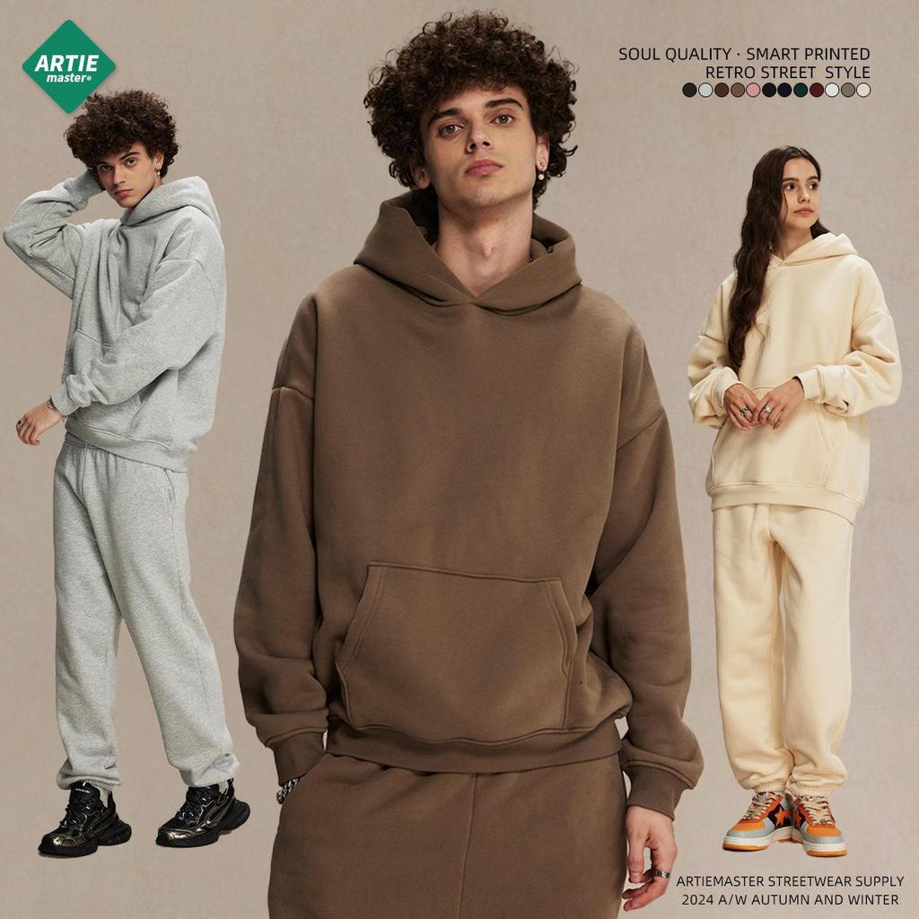 Men's Oversized Polar Fleece Hoodie - Non-Shedding, Thickened 400g, Trendy Autumn/Winter 2024