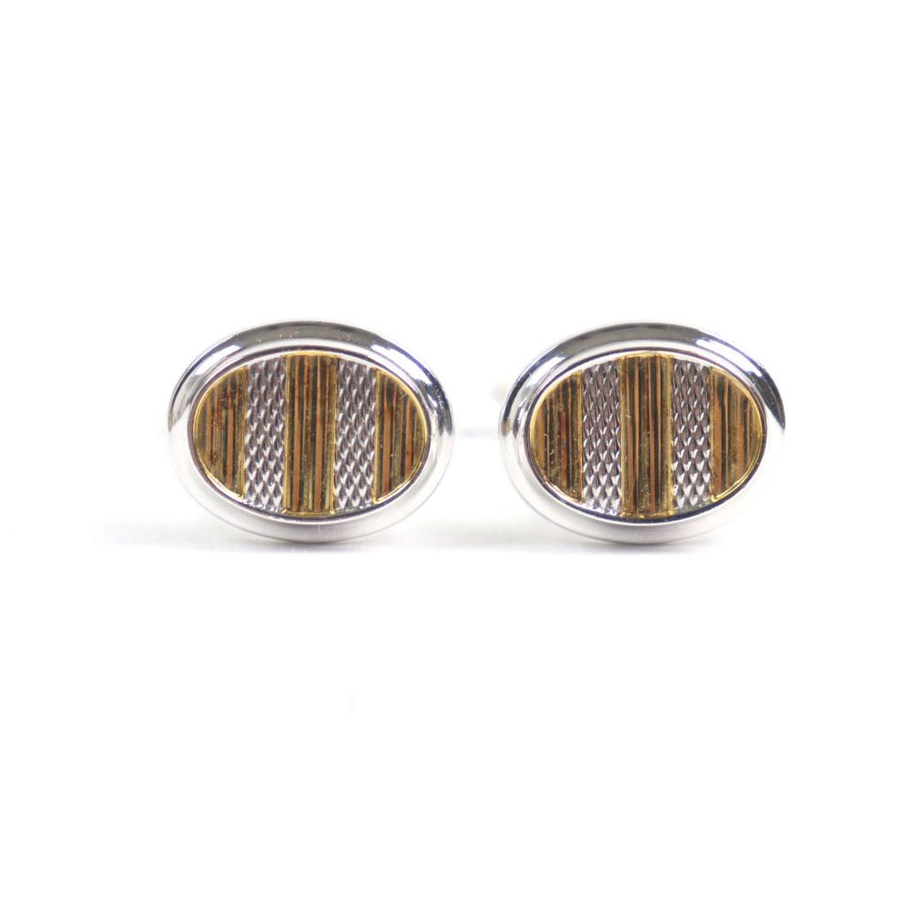 Отличные запонки Dunhill овальной формы с двухцветными текстурированными полосками Серебро SV925 мужские Б/У
