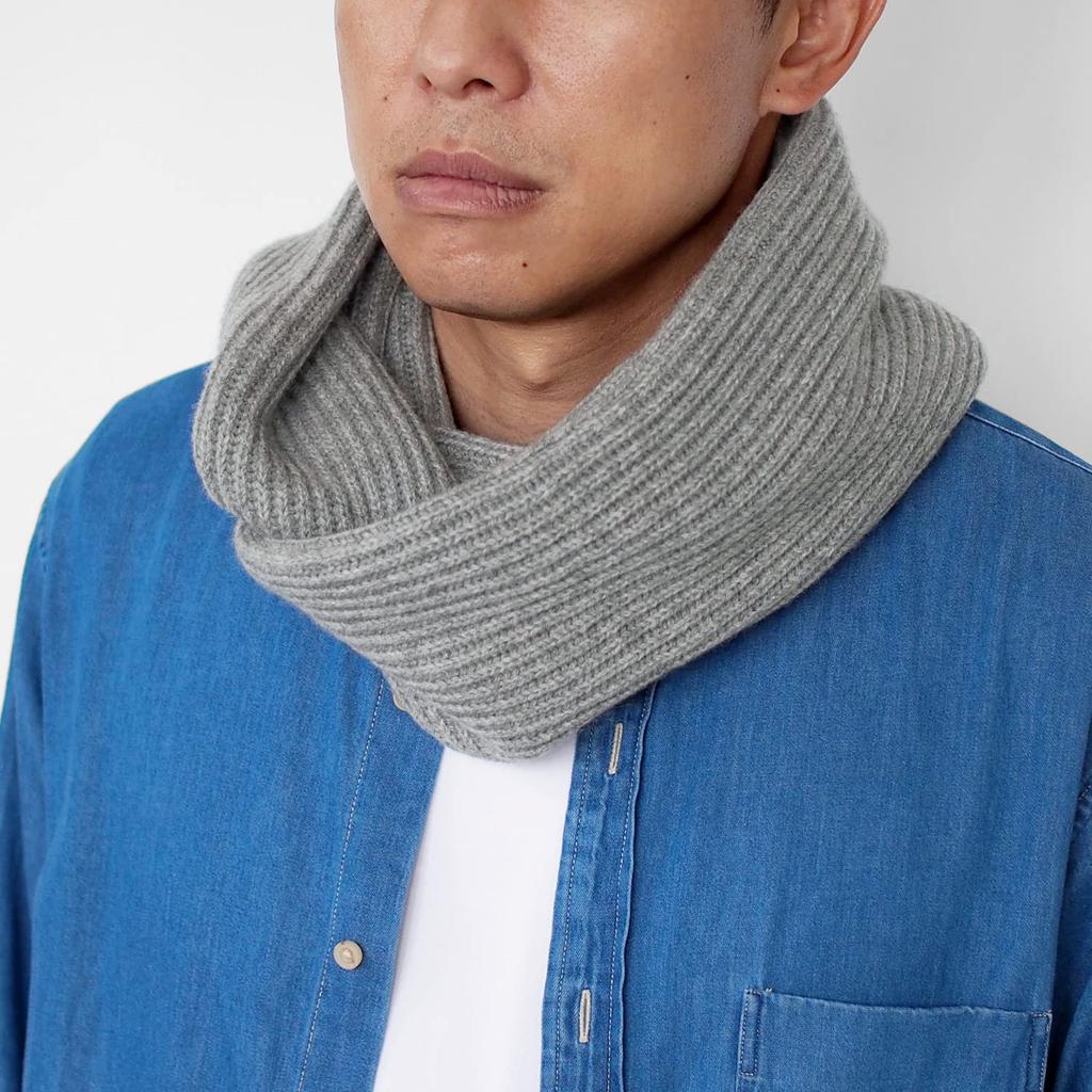Prodigal Cashmere Rib Knit Long Snood Light 100% (Free Size, Gray)