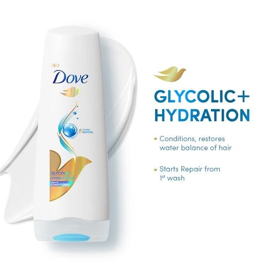 DOVE Гликолевый + Увлажняющий Цветочный Кондиционер Для Сухих Волос 175 Мл С 5% Hydra-Glycol Для Увлажнения Волос До 100 Часов., 1 шт.