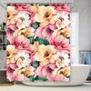 Декор для ванной комнаты Шторка для душа с цветочным принтом Розовые и желтые оттенки для домашнего декора в ванных комнатах Водонепроницаемая ткань Индивидуальные размеры Доступно
