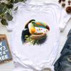 Watercolor Toucan Printed T Shirt Girls Kawaii Bird Tshirt Unisex Clothes 2024 Summer Tops Fashion Short Sleeve Tshirt Female