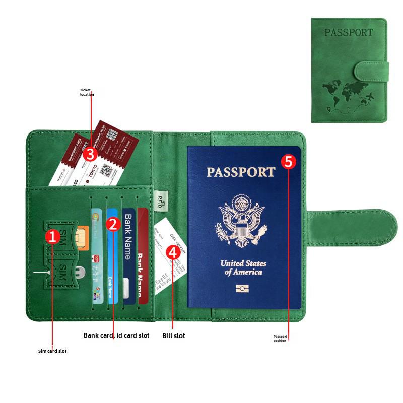 Держатель для паспорта из искусственной кожи с RFID-меткой и багажной биркой с функциями защиты от кражи