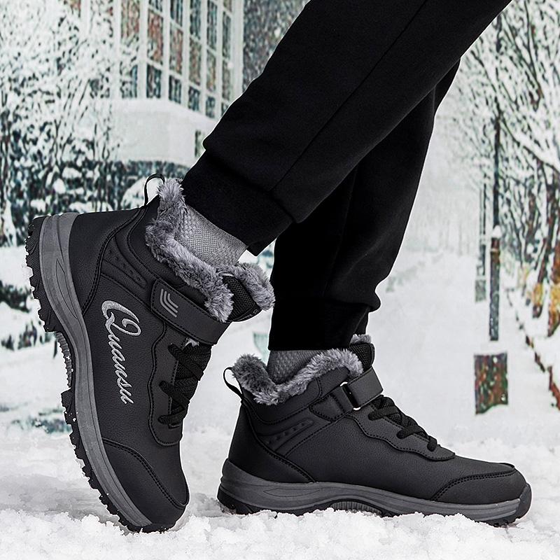 Зимние ботинки для мужчин, водонепроницаемые, со шнуровкой, кожаные, теплые, зимние, ботильоны, женские, нескользящие, рабочие, высокие, повседневные ботинки