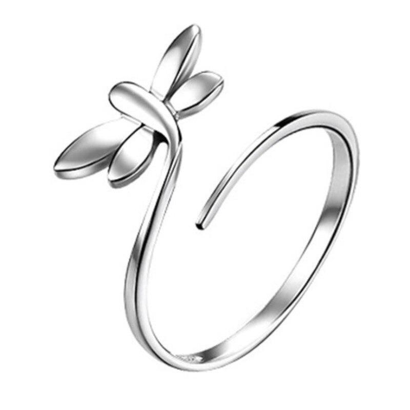 Fashion Creative Exquisite Simple Insect 925 Sterling Silver Jewelry Personality Opening Adjustable Dragonfly Rings R297