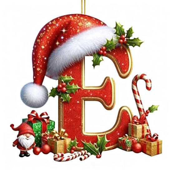 Красные инициалы Рождественские украшения 2D акриловые персонализированные гномы монограммный кулон с шапкой Санты 26 букв украшение для подвешивания на рождественскую елку