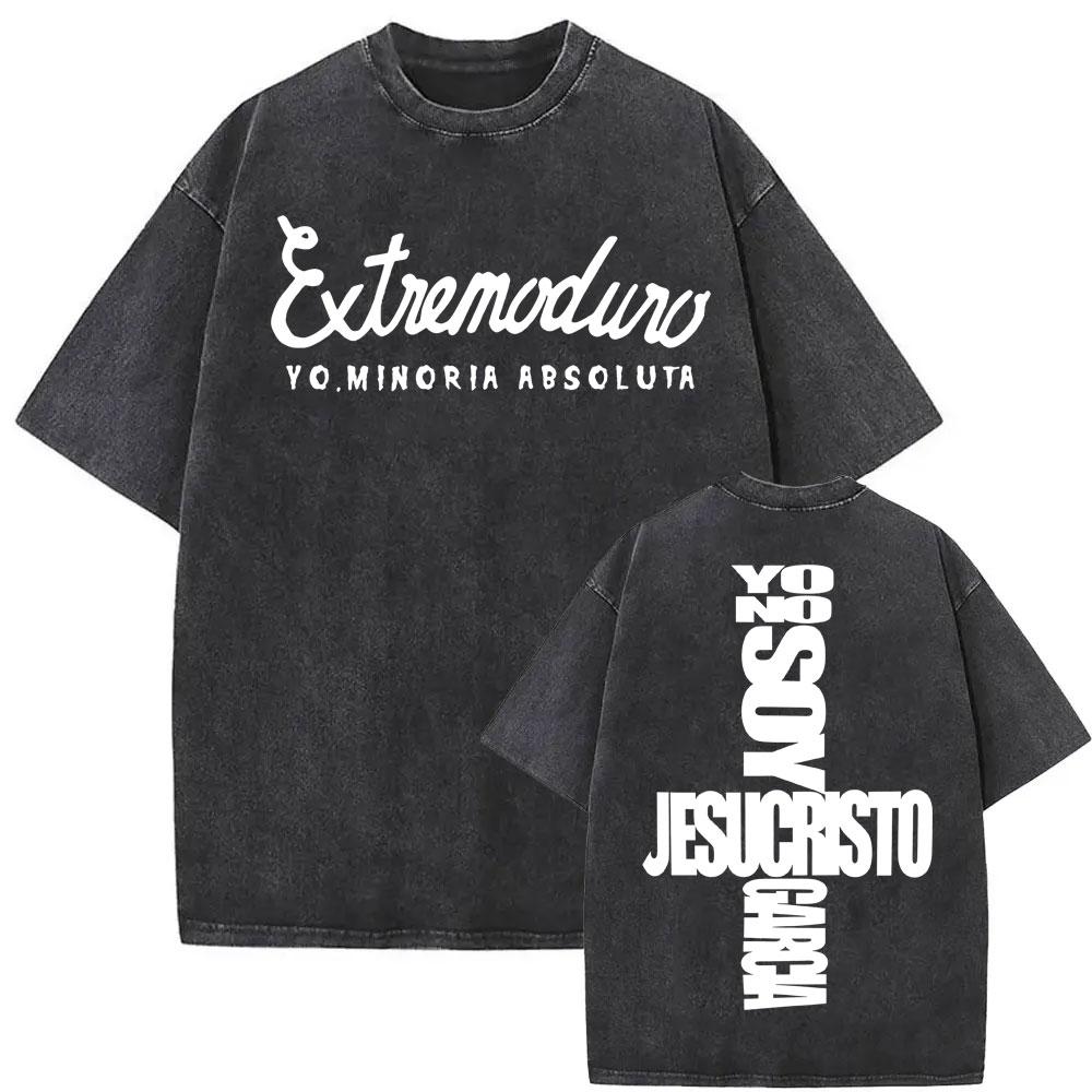 Rock Band EXTREMODURO Tour Vintage Washed Tshirt Men Fashion Hip Hop Street T Shirt Male Gothic Retro Oversized T Shirts