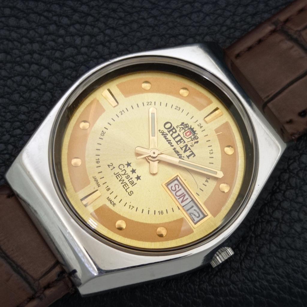 АВТОМАТИЧЕСКИЕ 46961 ВИНТАЖНЫЕ ORIENT CRYSTAL ЯПОНИЯ МУЖСКИЕ ЗОЛОТОЙ ЦИФЕРБЛАТ ЧАСЫ a707771-1