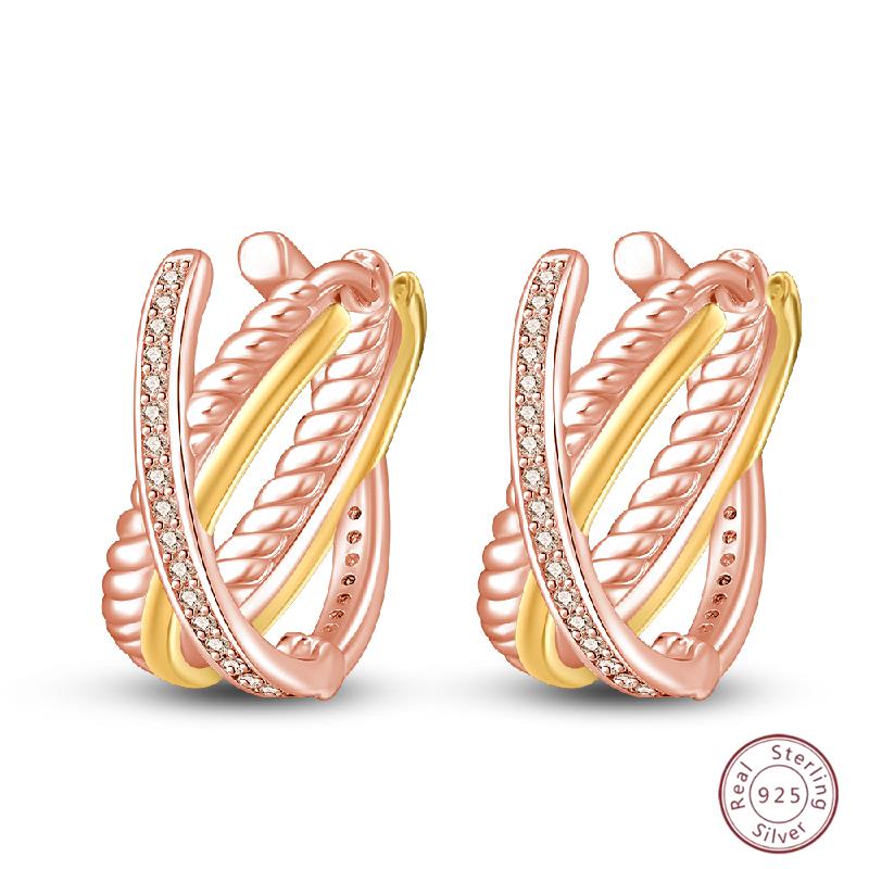 Серьги-кольца из серебра 925 пробы, минималистичные, золотые, круглые, модные, с застежкой-пряжкой с цирконием, свадебные украшения, подарок для женщин