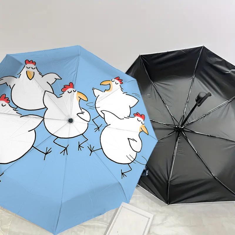 1PC chicken dance Umbrella-8-Rib Reinforced, Automatic Open, Lightweight & Durable, Cute Fashion Accessory for Outdoor-P103