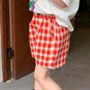 Летние шорты в клетку для девочек, летние повседневные спортивные шорты с эластичной резинкой на талии
