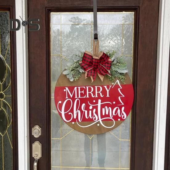 Рождественская приветственная табличка на дверь, праздничная вешалка для входной двери, украшение на венок, веселый рождественский деревянный знак, декор для домашней вечеринки