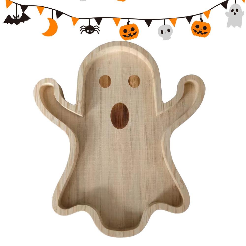 Деревянный декоративный поднос Декоративный сервировочный поднос Блюдо Элементы Хэллоуина Поднос для хлеба Мясо Сыр Печенье И Пицца