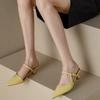 Fashion New Chic Pointed Toe Stiletto Pump Sandals Woman Slip-on Mule Slides Ladies Elegant Buckle Strap High Heel Evening Party Shoes