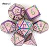 7 Pcs Pink Colorful Standard Metal Dice Solid Metal Polyhedral Dice Set Suitable for Role-Playing RPG  Board Game Card Game