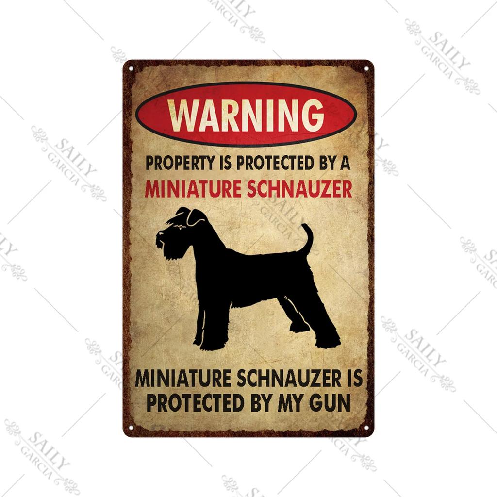 Dog Warning Vintage Tin Sign Animals Pet Metal Posters Lover Protected Pet Metal Wall Decor Plates Farm Home Kennel Metal Plaque