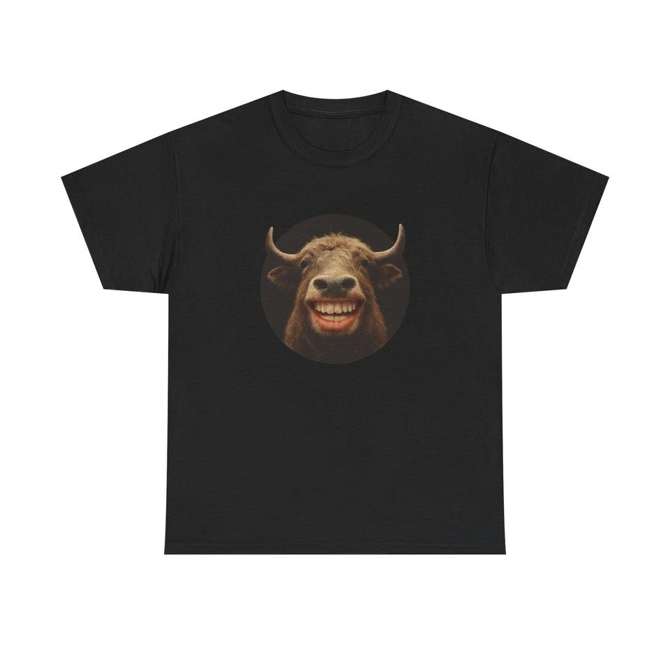 Unisex Adult T Shirt Funny Animal Meme Art Yak Smile