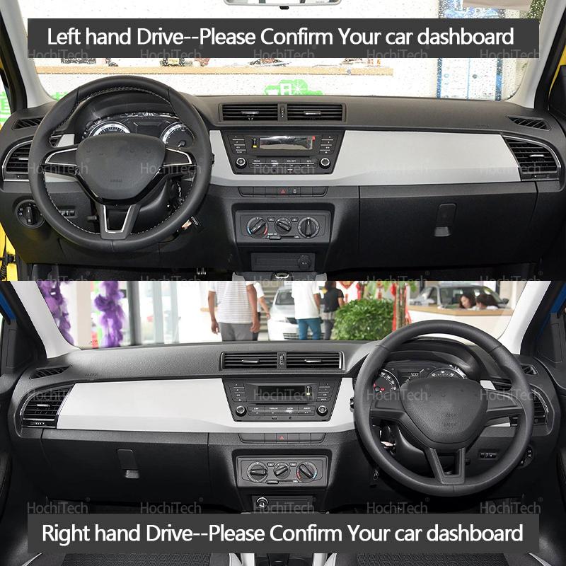 Car Dashmat Dashboard Cover 2016 2017 2018 19 Suede Leather Dash Mat Pad Sunshade Accessories for Skoda Fabia 3 NJ MK3 2015-