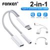 FONKEN 2 In 1 Braided Type-C Charging Audio Adapter Cable USB C To Type-C/3.5mm/iOS Headphone Converter Suitable For IPh 15 Android Phone