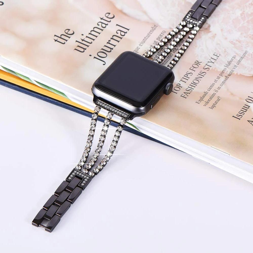 Diamond Strap for Apple Watch Ultra Band 49mm 45mm 41mm 44mm 40mm 42mm 38mm Women Metal Bracelet Iwatch Series 8 6 5 4 3 Se 7