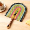 Handmade Straw Weaving Fan Natural Sea Grass Raffia Fan with Long