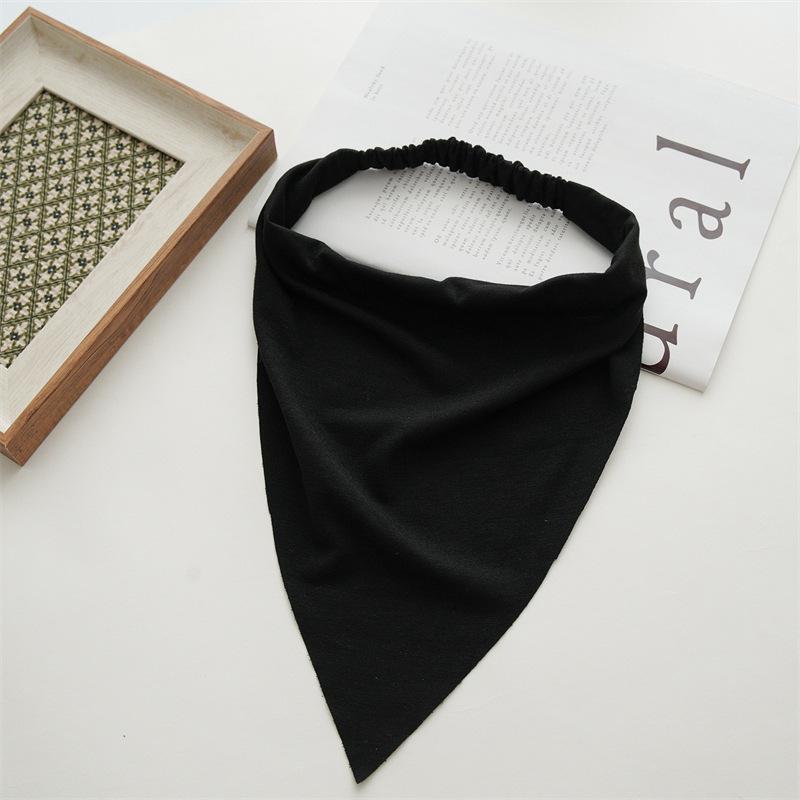 Woman Long Solid Summer Head Scarf Cotton Triangle Bandanas Lady Fashion Elastic Hairband Girls Large Bohemian Hair Accessories