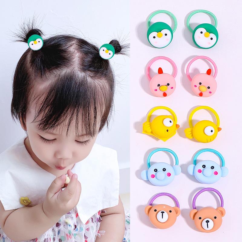 10PCS/Set 2CM Mini Cartoon Baby Girls Hair Ties Children HairBands Ponytail Elastic Rubber Band Newborn Hair Accessories