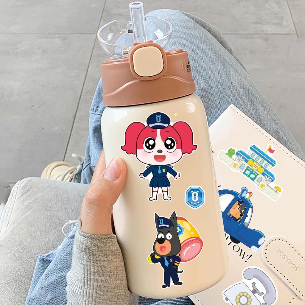 8 шт. Сделай лицо наклейка, Милые наклейки-пазлы Шериф Собака, Водонепроницаемые виниловые наклейки для смены лица для телефона, ноутбука, шлема