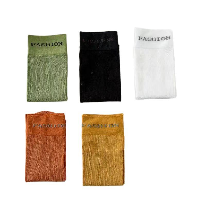 Женские хлопковые носки до середины икры в корейском стиле 2025 года - Модные конфетные цвета, универсальные для весны/лета