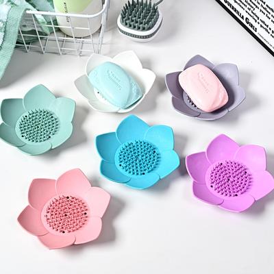 Силиконовая мыльница Lotus со сливом – Портативная полка для мыла в ванной