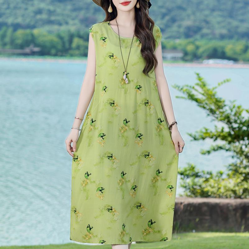 Повседневные женские платья летняя винтажная одежда больших размеров без рукавов свободное длинное платье