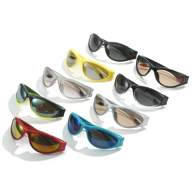 SHAUNA Ретро Y2K Женские солнцезащитные очки «кошачий глаз» Модные красочные градиентные зеркальные очки UV400 Мужские спортивные солнцезащитные очки в стиле панк