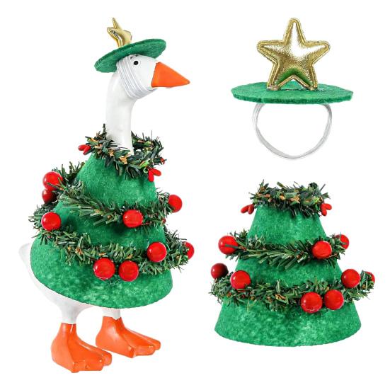 Рождественский наряд для гуся Смешной зеленый костюм гуся для крыльца со шляпой для 23-дюймовой статуи гуся Праздничная одежда для гуся для наружного патио лужайки двора сада декор