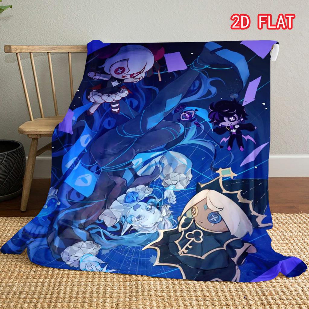 Cookie Run Kingdom Shadow Milk Cookie Flannel Blanket, Purple Magical Wizard Starry Background Cozy Throw