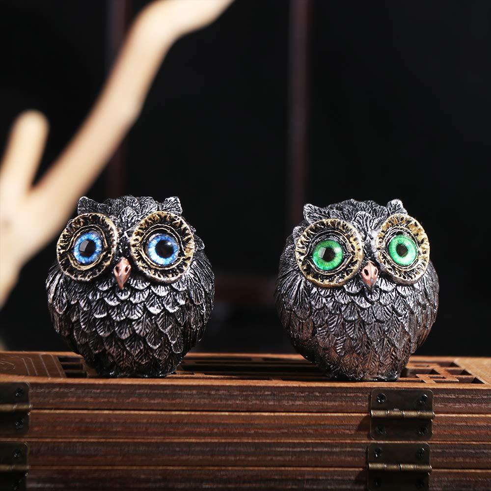 Wise Watcher Owl Mini Statue Lucky Owl Owl Ornament Model Toy Owl Figurine Beads Gift