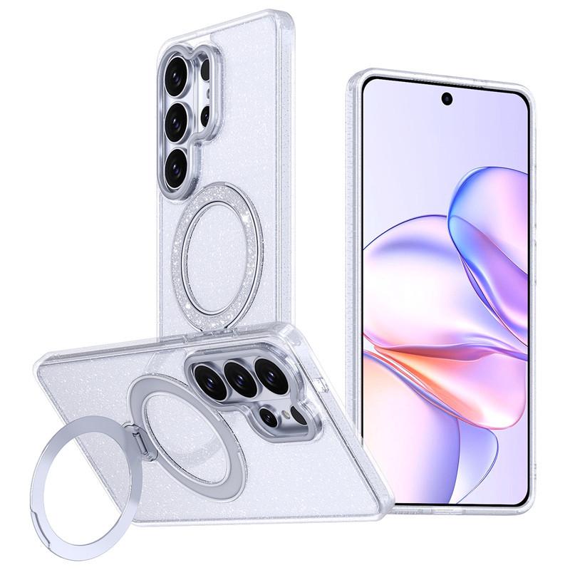 Glitter Bling Rotatable Ring Holder Magnetic Case For Samsung S26 S25 S24 S23 Ultra S25 FE Stand Shockproof Protective Cover