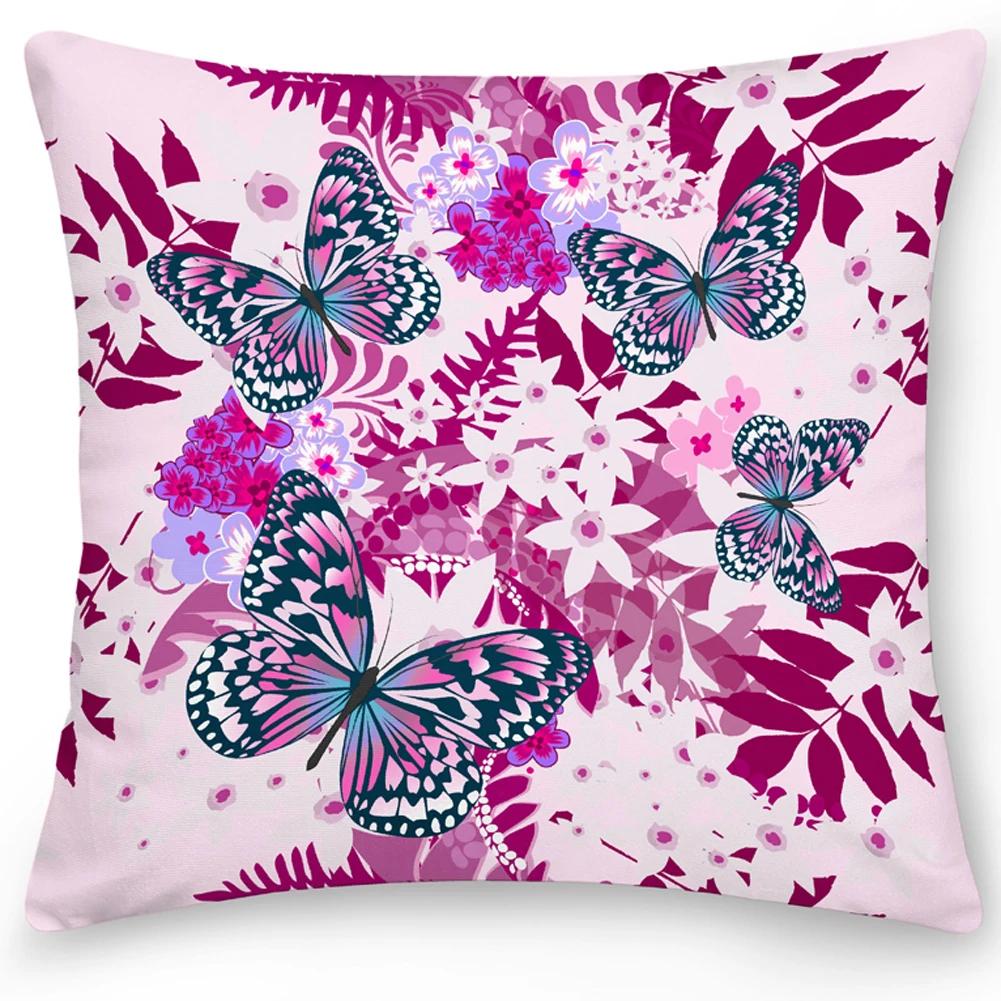 Pillow Office Sofa  Butterfly Print Double Sided  Cover Square Cushion