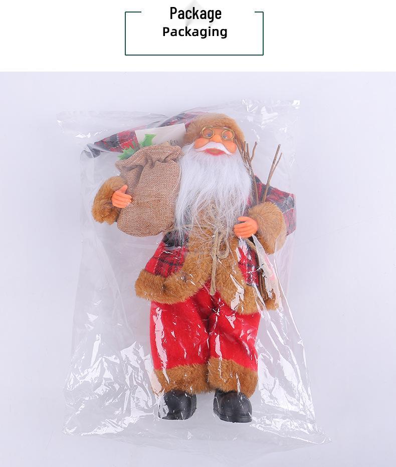 Cross-Border Santa Claus Ornament: Cute Christmas Doll Holding Gift for Window Decoration