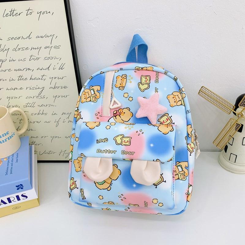 Cute Rabbit Ears Boys And Girls Backpack Cartoon Animation Bear Print Baby Schoolbag Children'S Backpack Tide