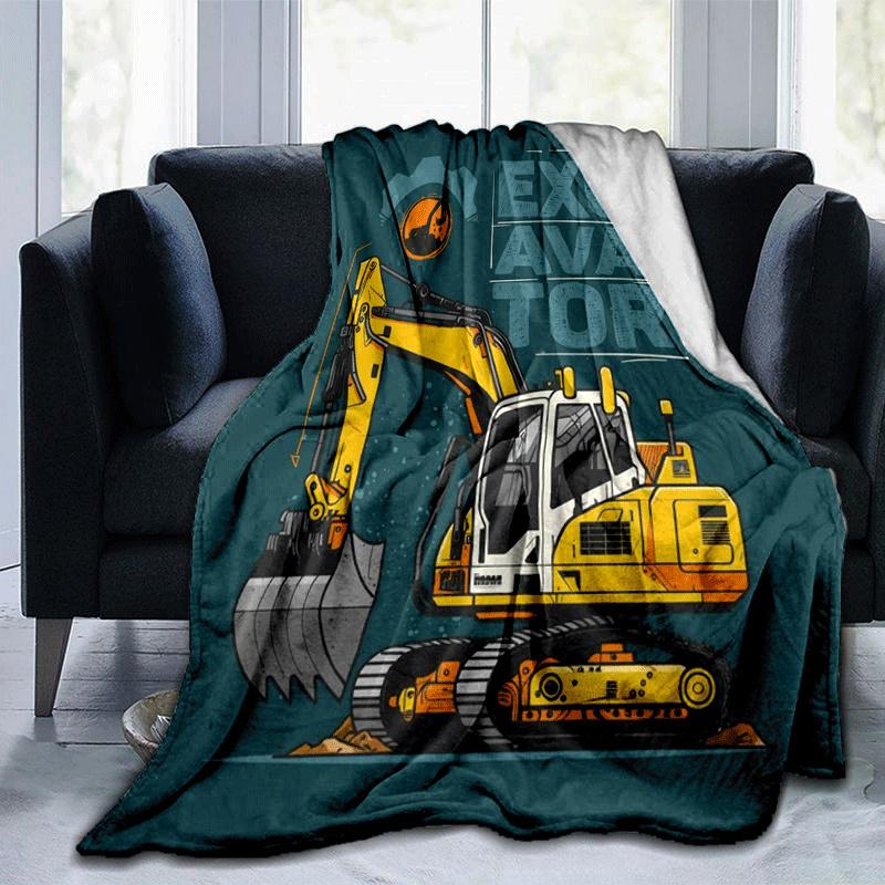 1pc Tractor Printing Lightweight Flannel Blanket, Comfortable and Warm Blanket, for Camping Sofa Bed and Couch Office, Suitable for Gift Blan