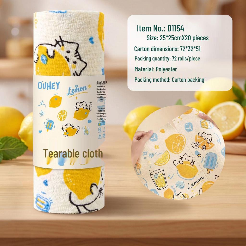 Hand-Tearable, Multi-Functional Kitchen Cleaning Rag: Strong Absorption, Lint-Free, Thick, Disposable.