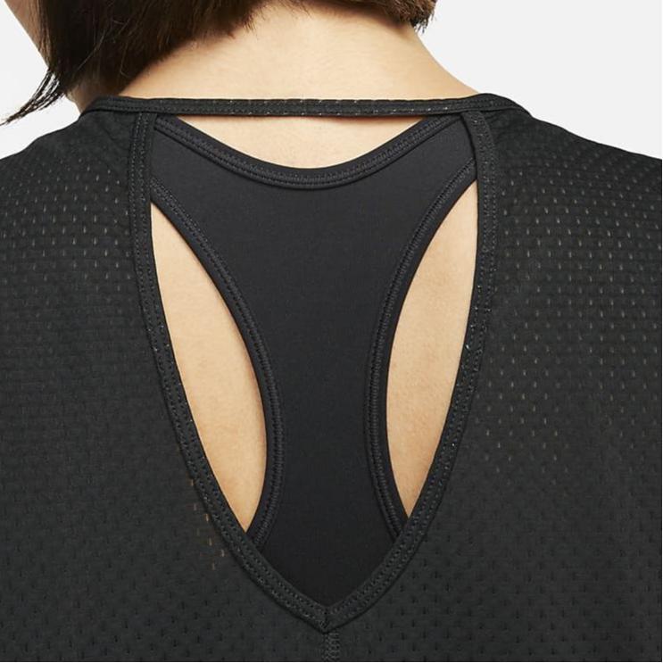 Nike Футболка Dri-Fit One Breathe Solid Backless Round Neck Short Sleeve T Shirt Women Tops Black DX0132-010