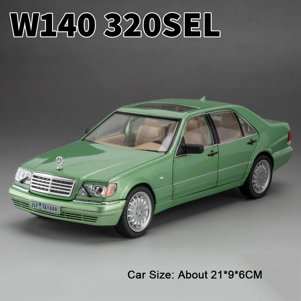 1:24 Модели W140 320sel 300sl Игрушки Литые машины Открывающиеся двери Со звуком и светом Инерционные Миниатюрные транспортные средства Коллекционные Модные подарки