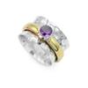 Silver Ring Solid Sprinner Thumb Stone Ring Natural Amethyst Gemstone 6.5 Gms