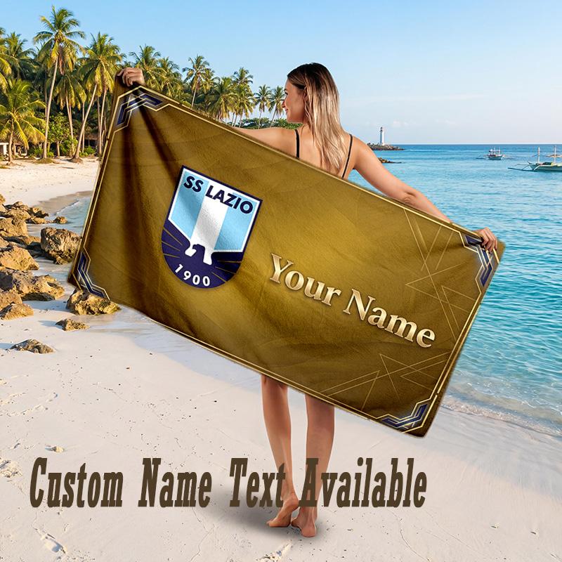 Lazio FC Design Beach Towel Custom Text Large Towel for Beach Vacation