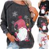 Fashion Womens Loose Christmas Print Oneck Long Sleeve Sweater With Fleece Top
